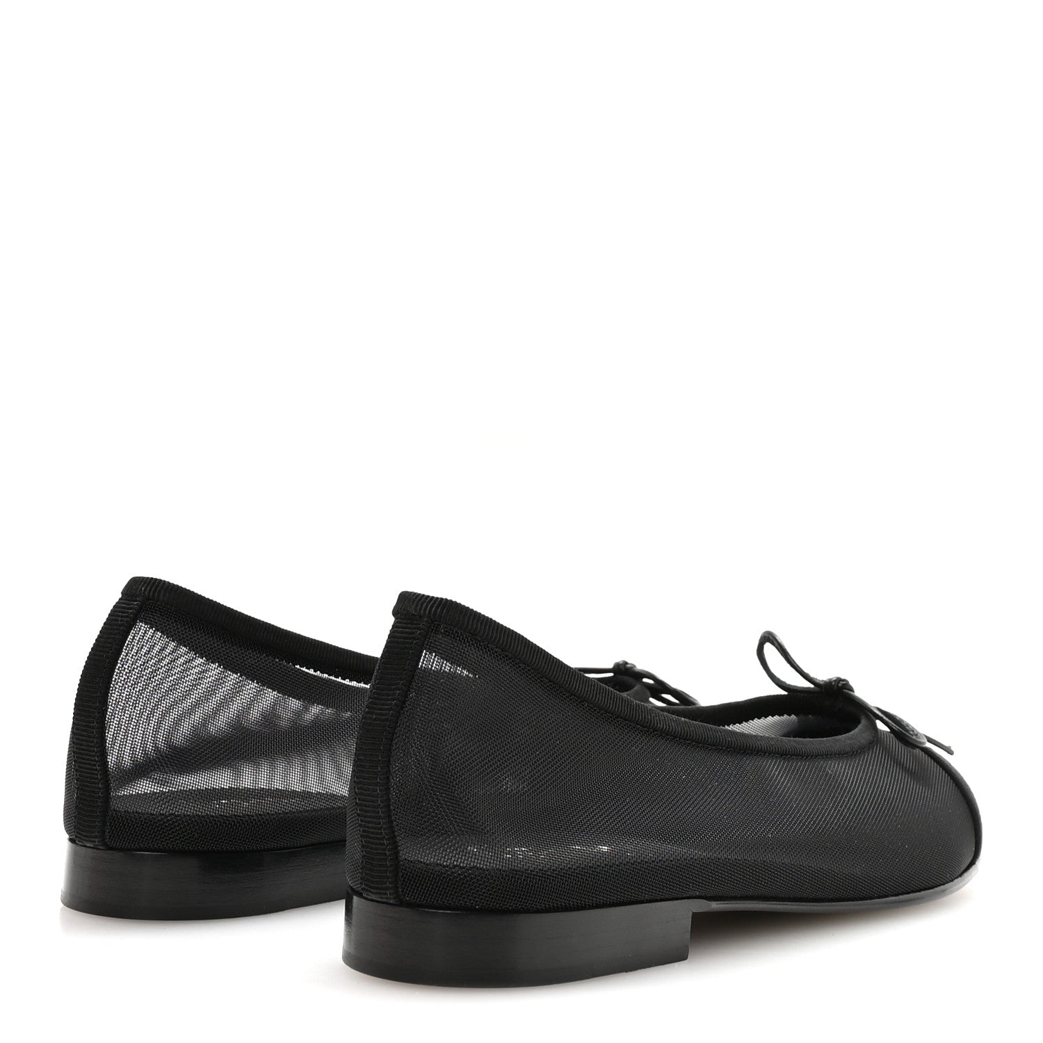 Chanel Mesh Grosgrain CC Cap Toe Ballerina Flats 37 Black 5 of 8