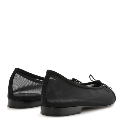 Chanel Mesh Grosgrain CC Cap Toe Ballerina Flats 37 Black 5 of 8