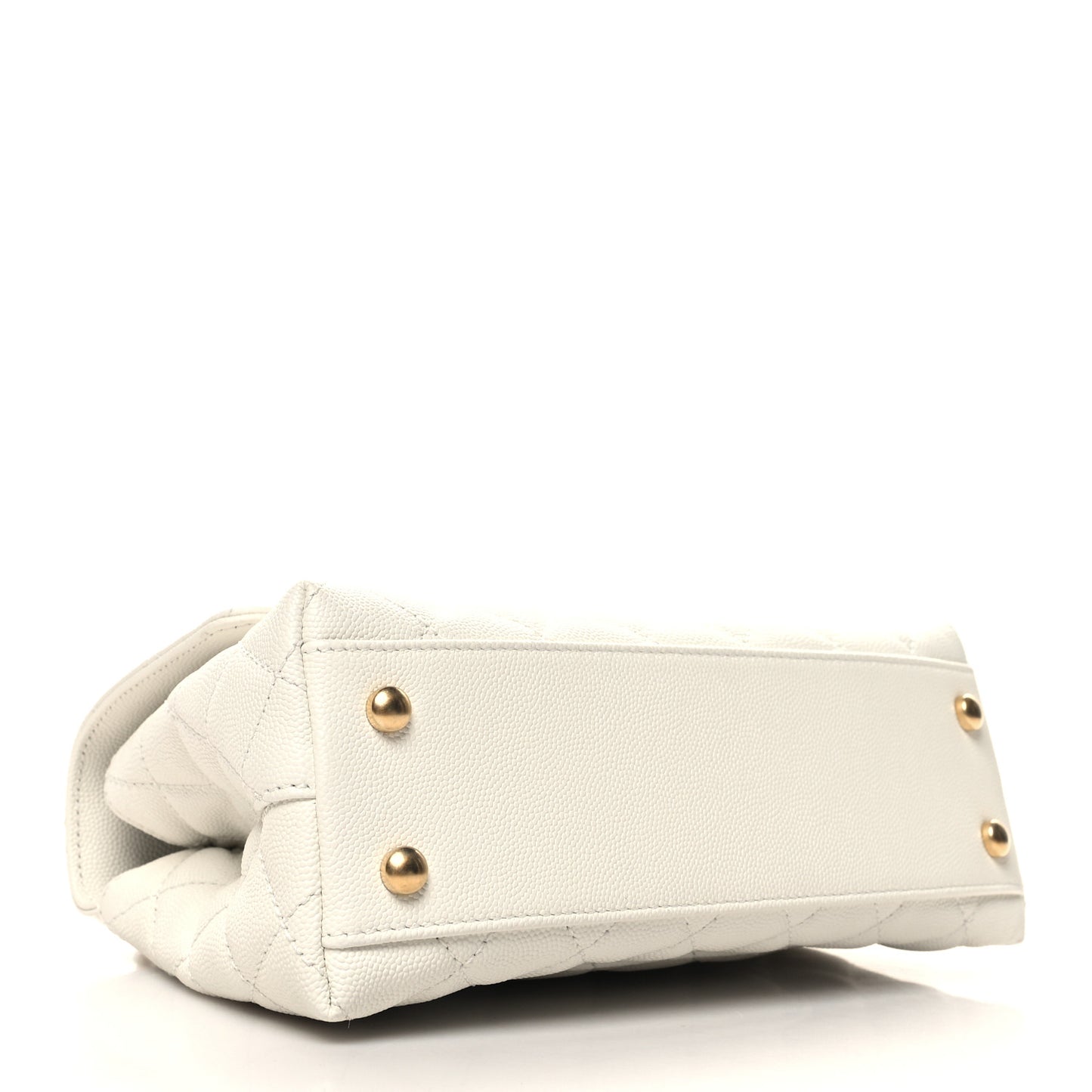 Caviar Quilted Mini Coco Chain Handle Flap White
