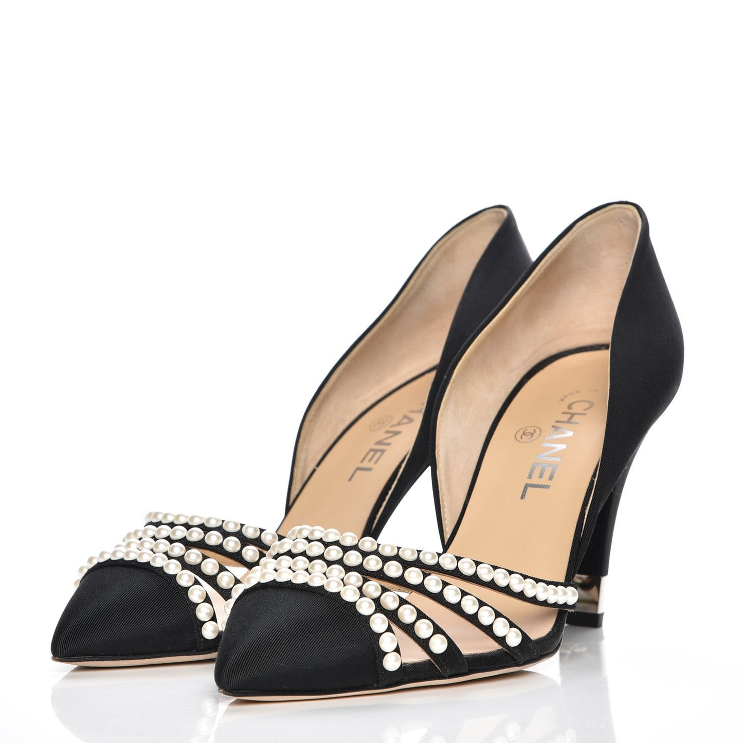 Grosgrain Pearl Pumps 39.5 Black