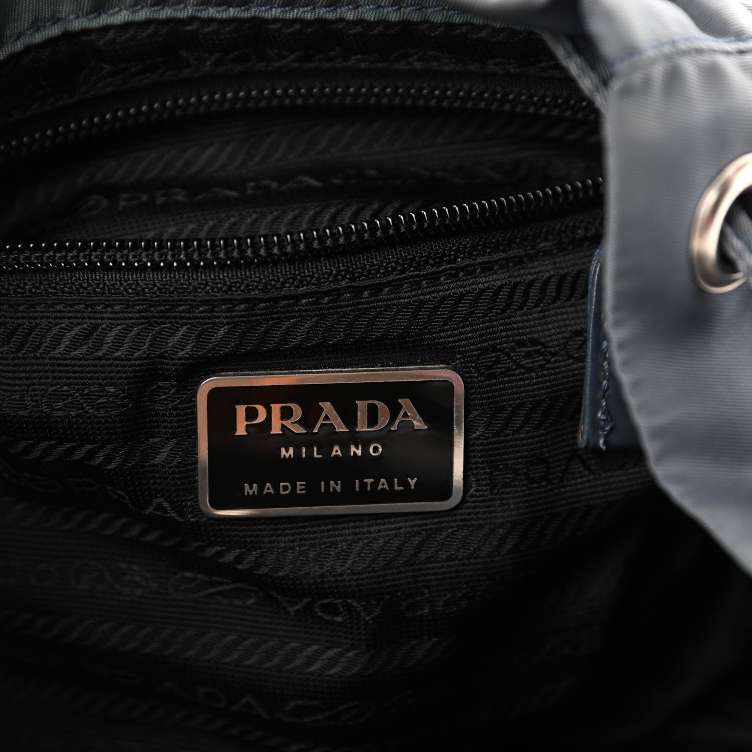 Prada Nylon Vela Cinch Backpack Blue 6 of 10