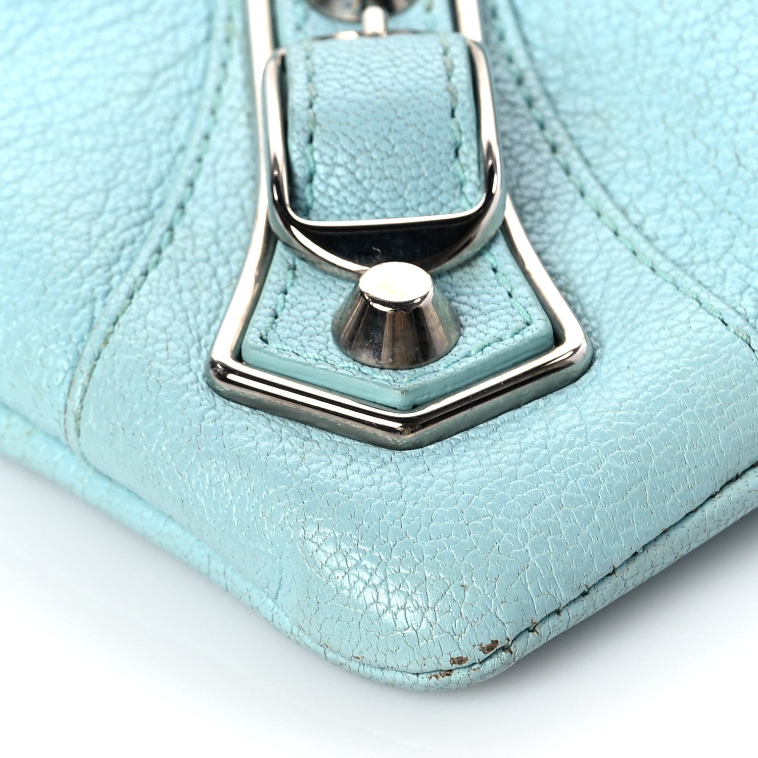 Balenciaga Chevre Silver Metallic Edge Hardware Envelope Clutch Bleu Maldives 7 of 8