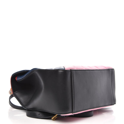 Gucci Calfskin Bamboo Trapuntata Queen Margaret Backpack Blue Agata Hibiscus Red Mystic White Sugar Pink 3 of 13