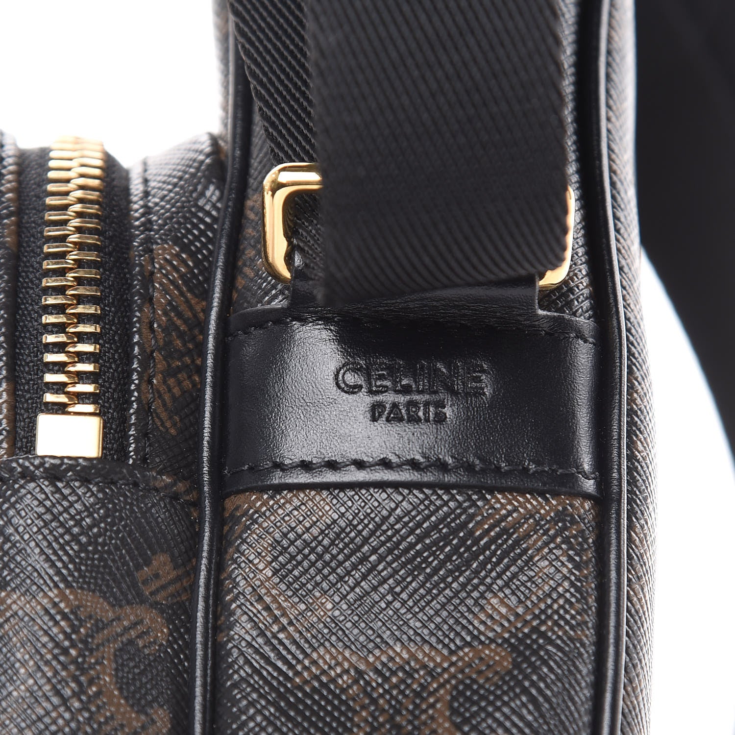 Celine Triomphe Canvas Calfskin Mini Pocket Messenger Bag Black 8 of 9