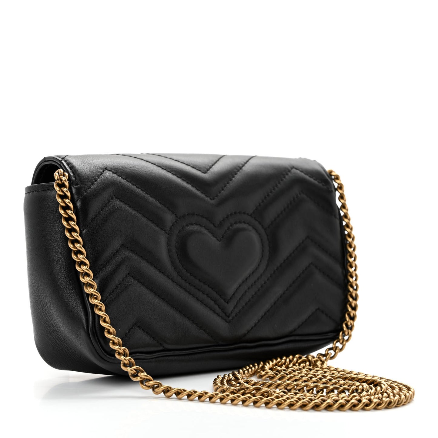 Calfskin Matelasse Super Mini GG Marmont Shoulder Bag Black