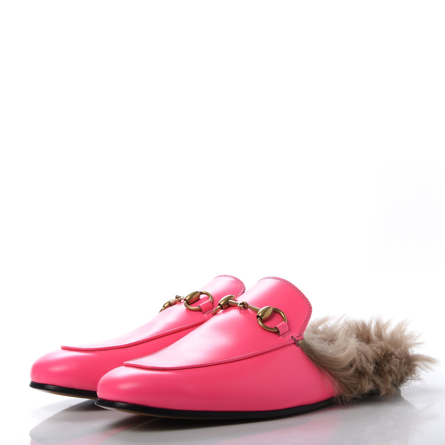 Calfskin Fur Mens Princetown Slippers 7 Fuxia Fluo Natural