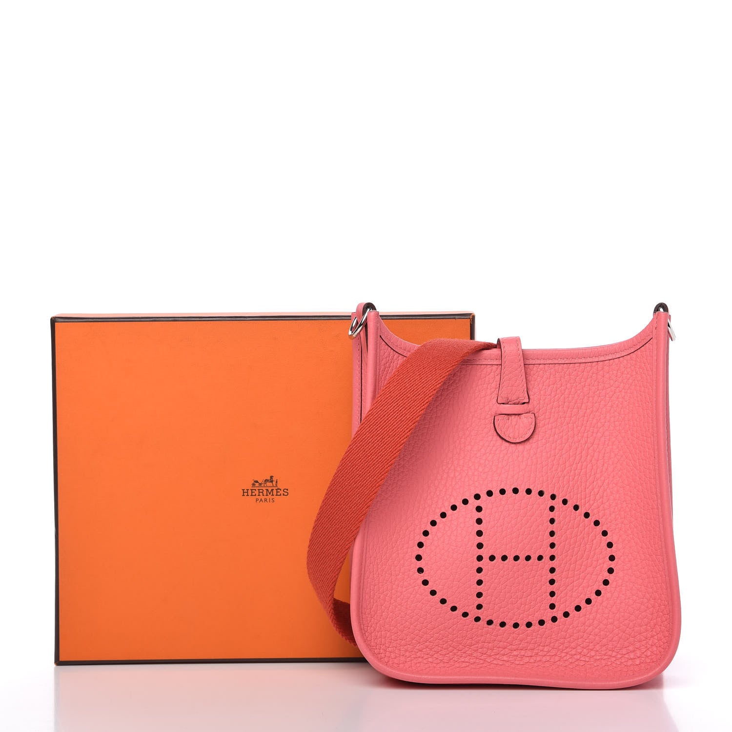 Hermes Taurillon Clemence Amazone Evelyne TPM Rose Azalee Rouge Pivoine 10 of 10