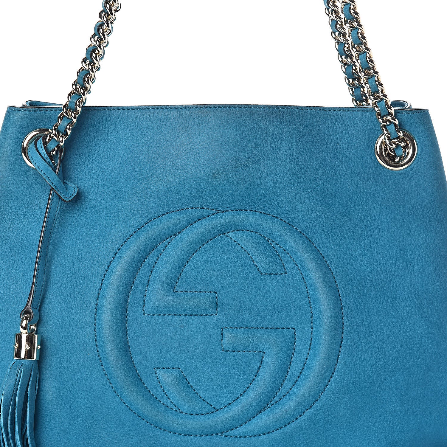 Gucci Vitello Range Medium Soho Chain Shoulder Bag Deep Cobalt 8 of 10