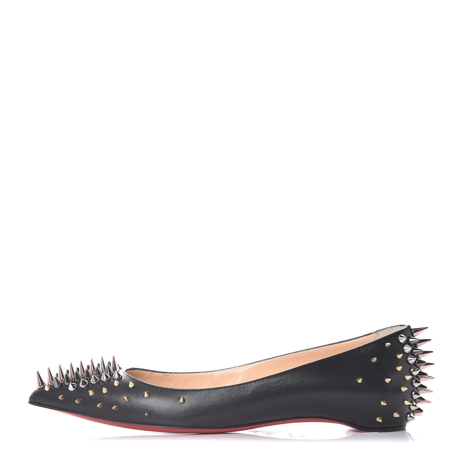 Christian Louboutin Nappa Goldoflat Spikes Flats 36.5 Black 1 of 7