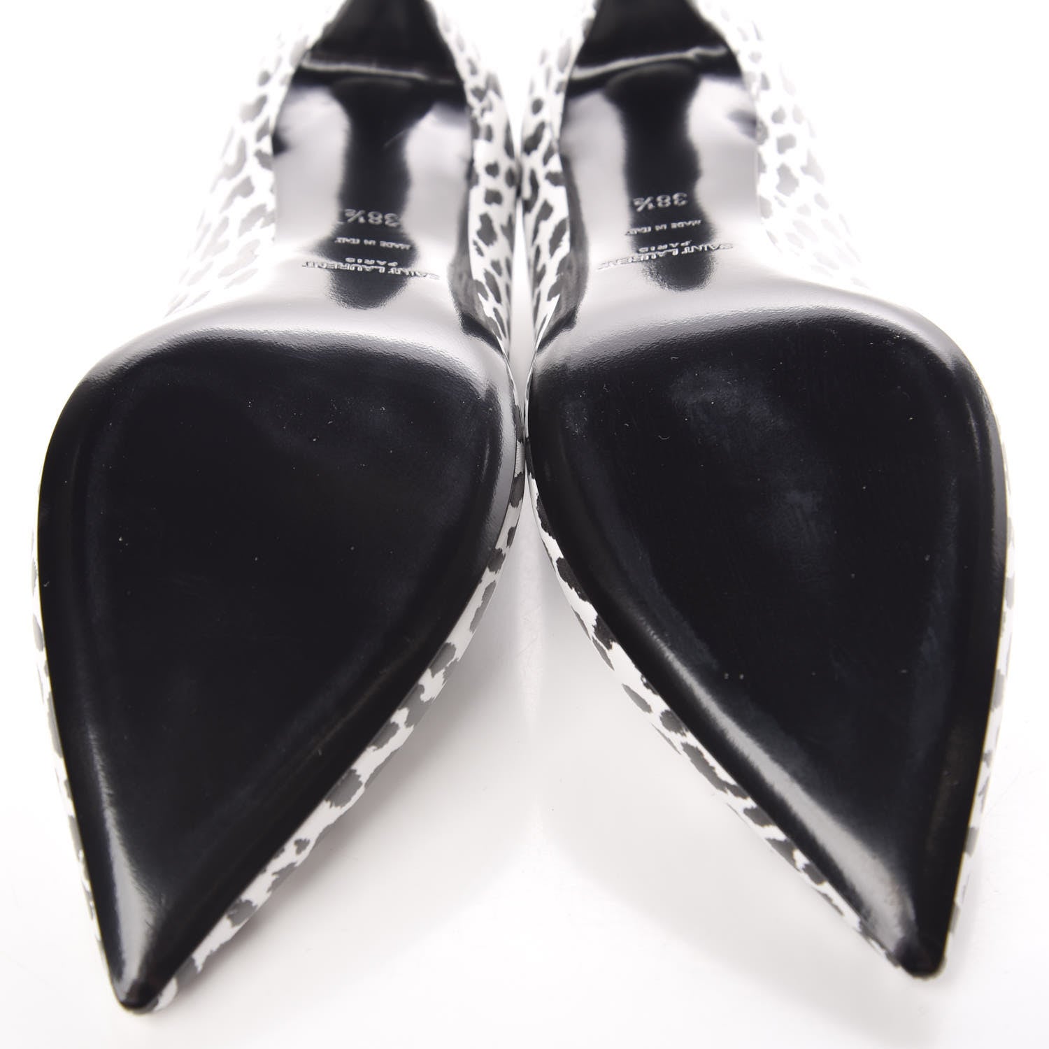 Saint Laurent Soft Calfskin Baby Cat Paris 50 Pumps 38.5 Bianco White Black 10 of 12