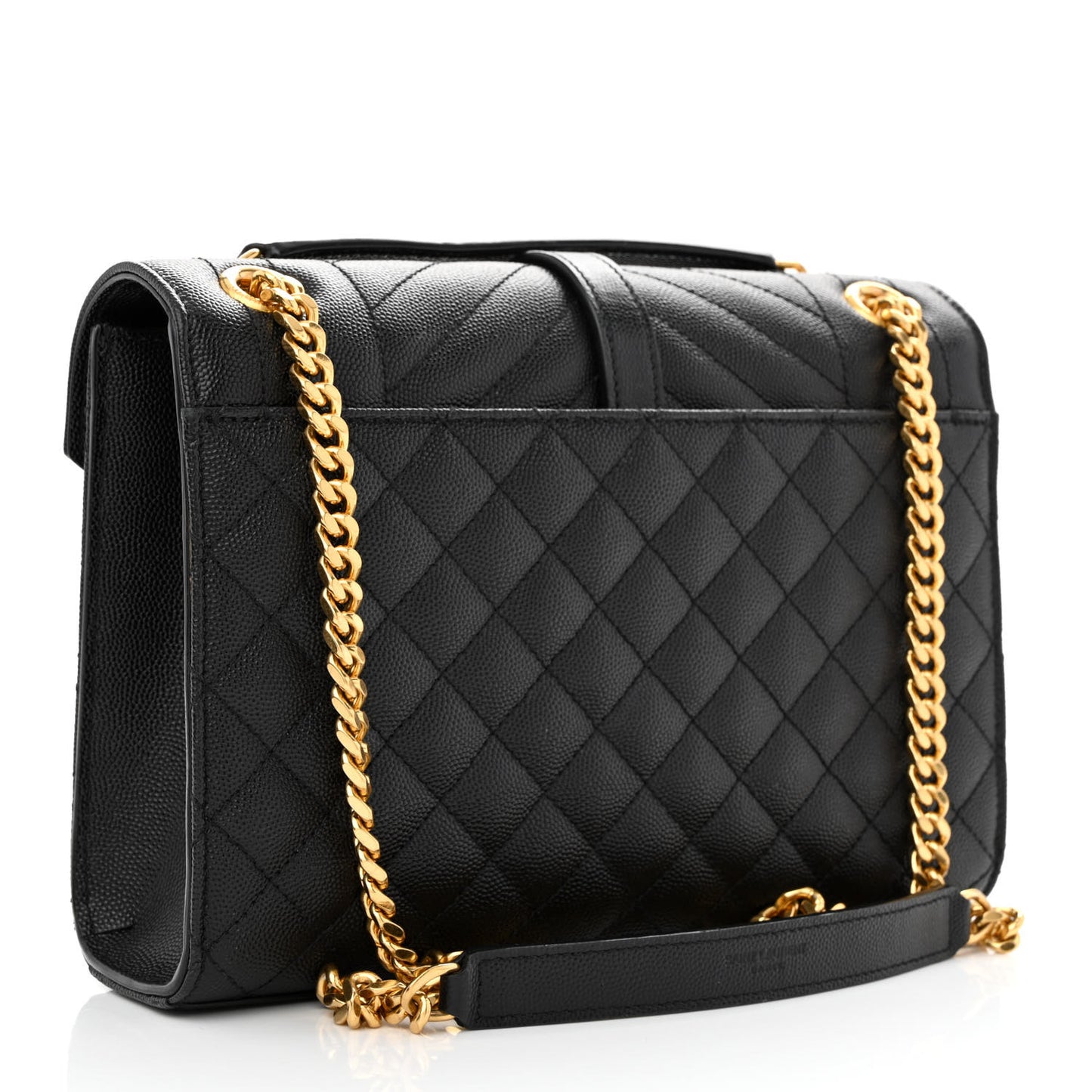 Grain De Poudre Textured Mixed Matelasse Triquilt Medium Monogram Satchel Black