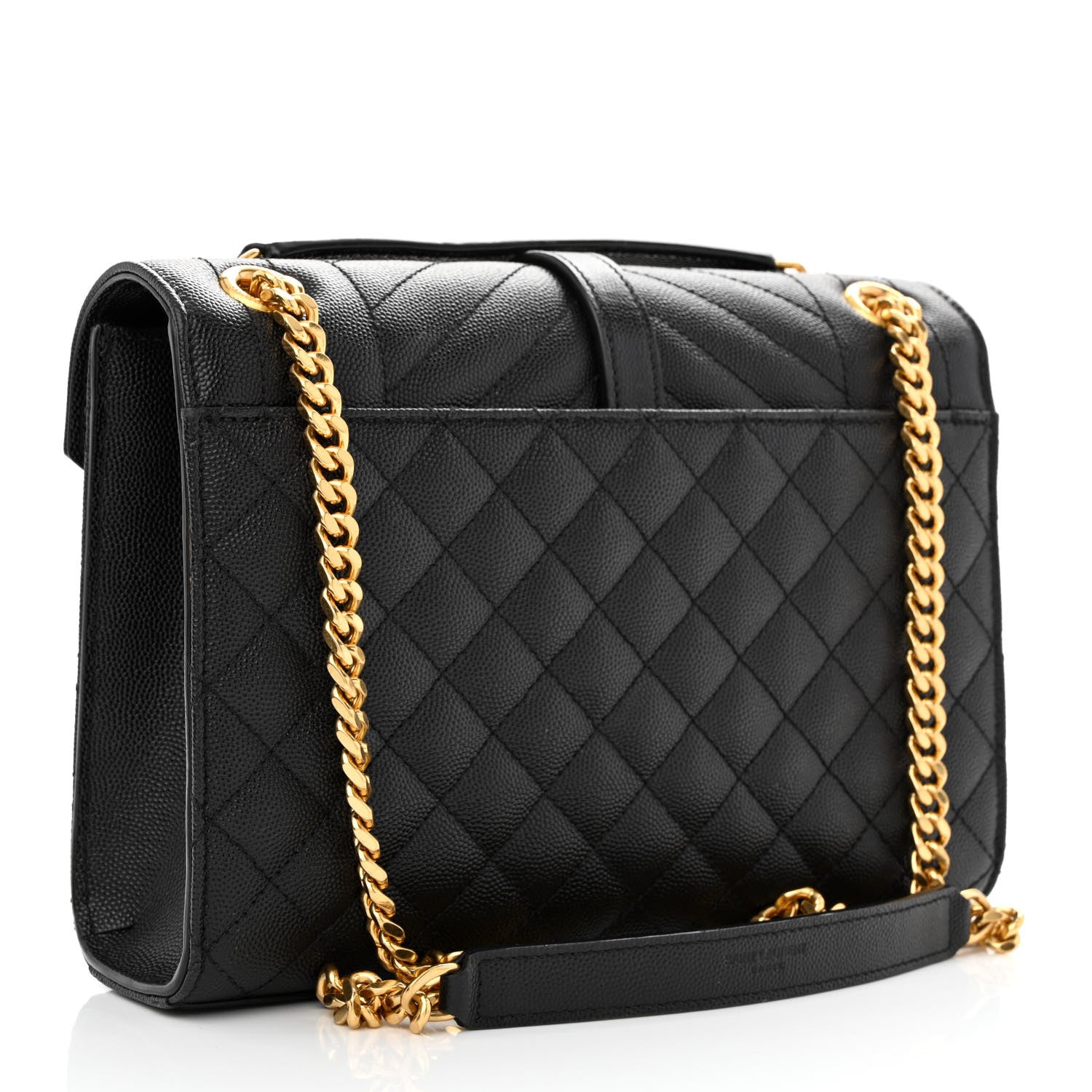 Saint Laurent Grain De Poudre Textured Mixed Matelasse Triquilt Medium Monogram Satchel Black 3 of 11