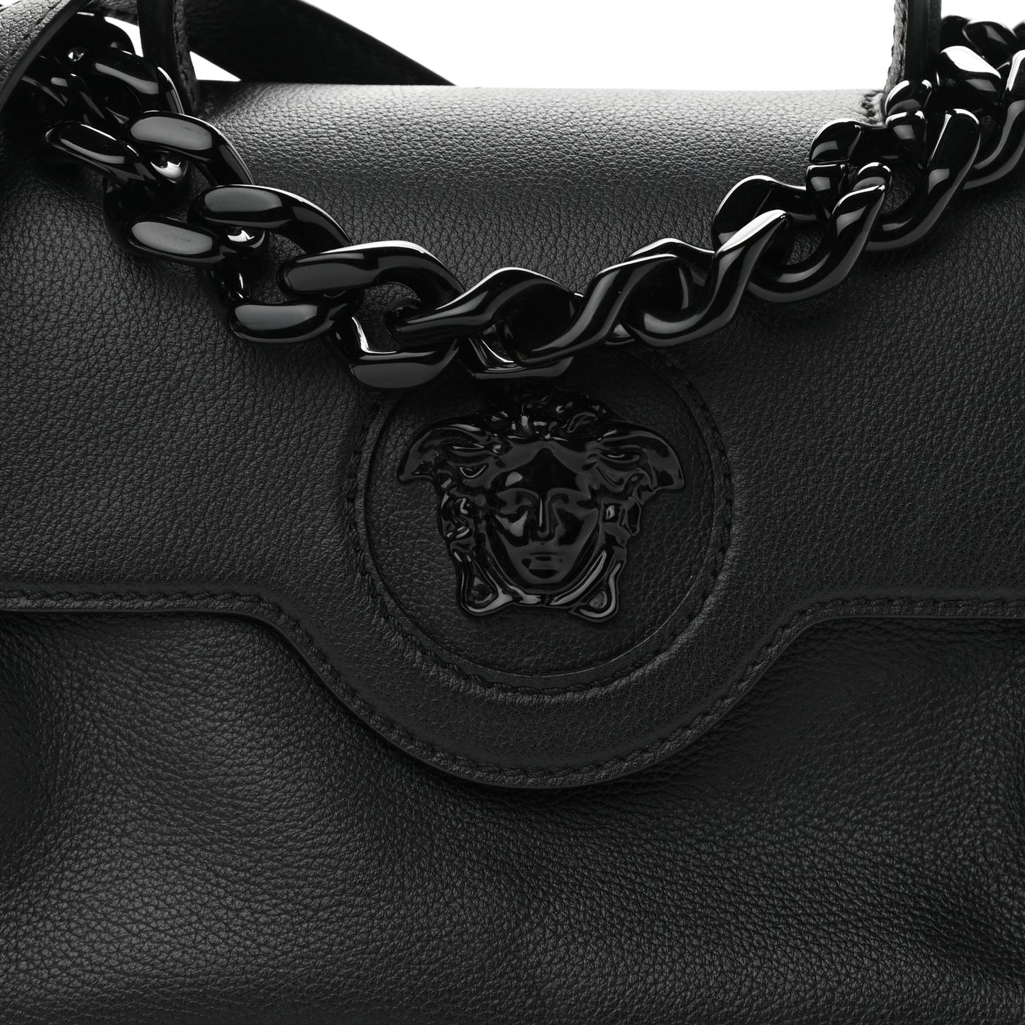 Calfskin Medium La Medusa Top Handle Handbag Black Lilac