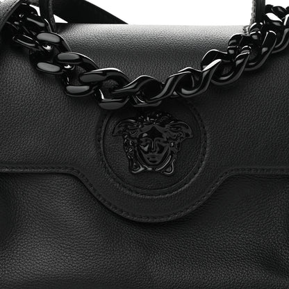 Versace Calfskin Medium La Medusa Top Handle Handbag Black Lilac 8 of 11
