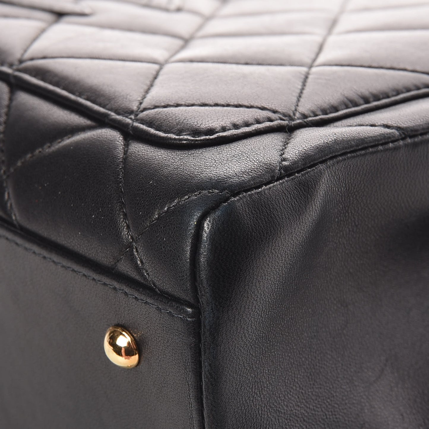 Lambskin Quilted CC Shopping Tote Black
