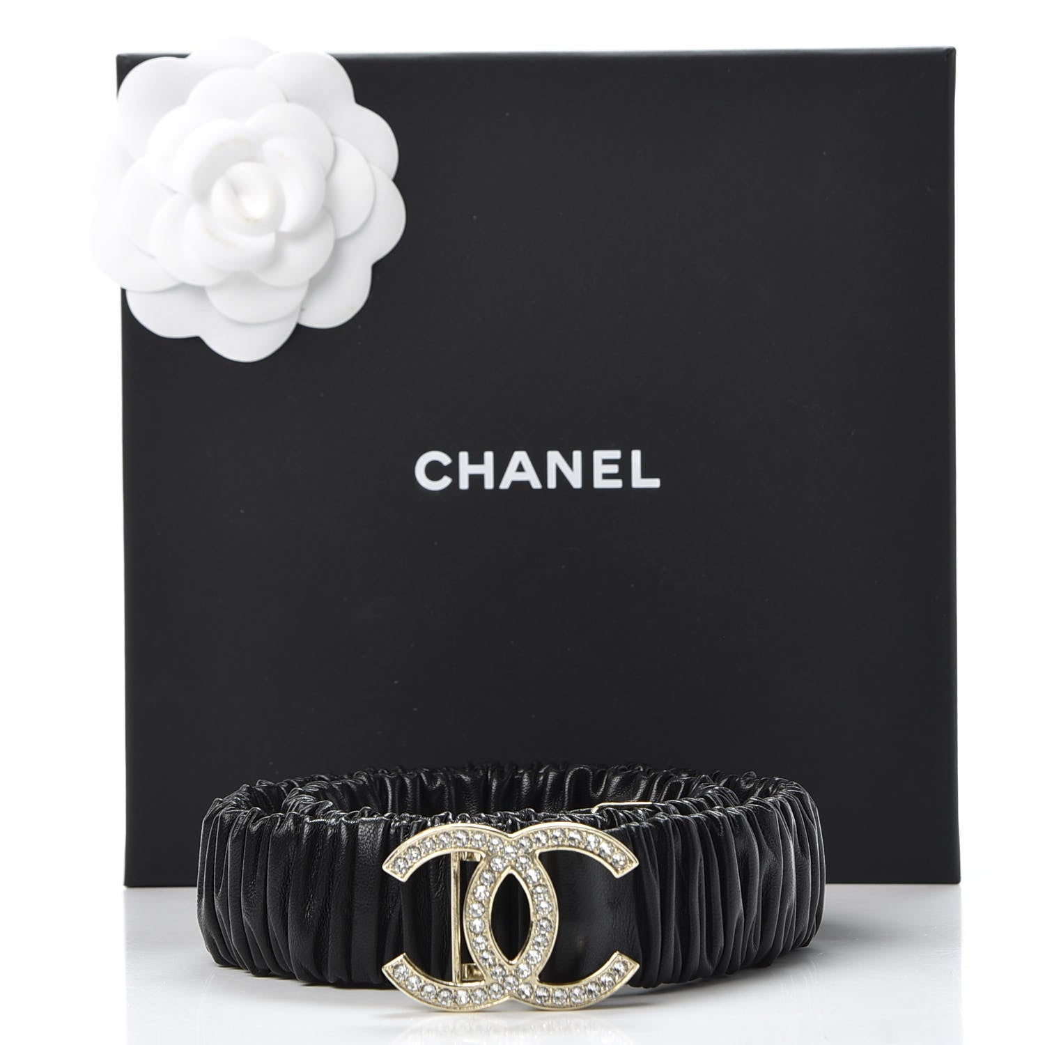 Chanel Lambskin Crystal CC Belt 75 30 Black 4 of 4