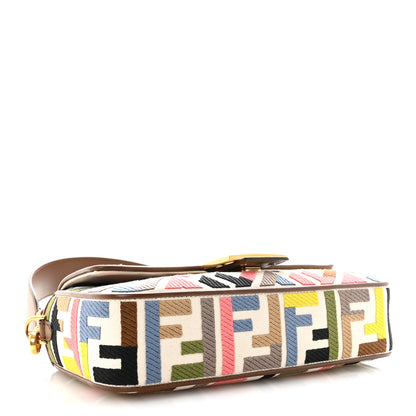 Fendi Canvas Ricamo Vitello King FF Multicolor Embroidered Baguette Grezzo Multicolor Gianduia 4 of 9