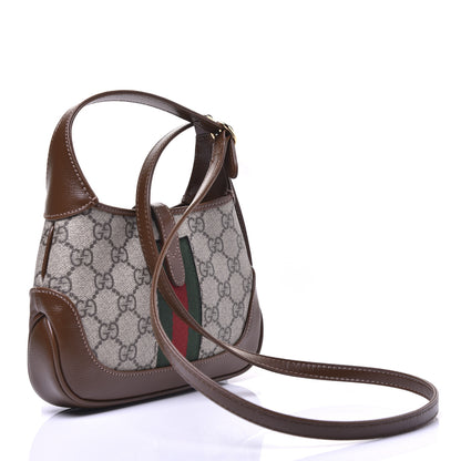Gucci GG Supreme Monogram Azalea Calfskin Web Mini Jackie 1961 Hobo Beige Ebony Brown Sugar 3 of 14