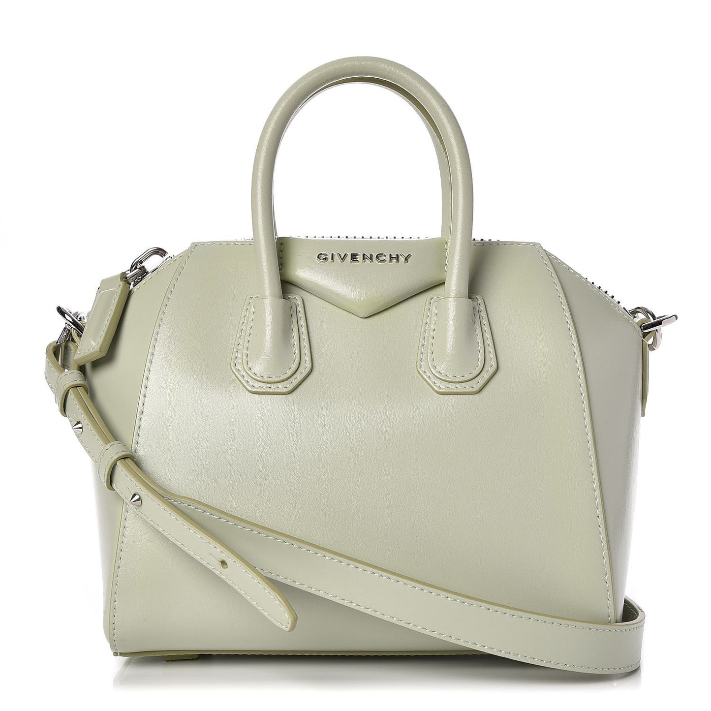 Shiny Lord Calfskin Mini Antigona Aqua Green