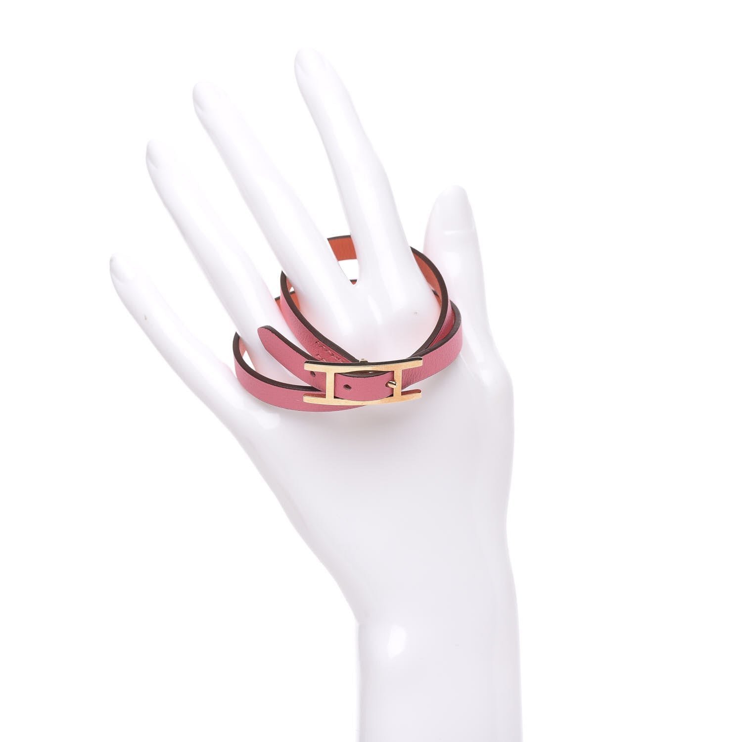 Hermes Swift Behapi Double Tour Reversible Bracelet Rose Lipstick Orange Poppy 2 of 6