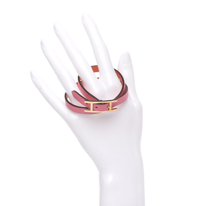 Hermes Swift Behapi Double Tour Reversible Bracelet Rose Lipstick Orange Poppy 2 of 6