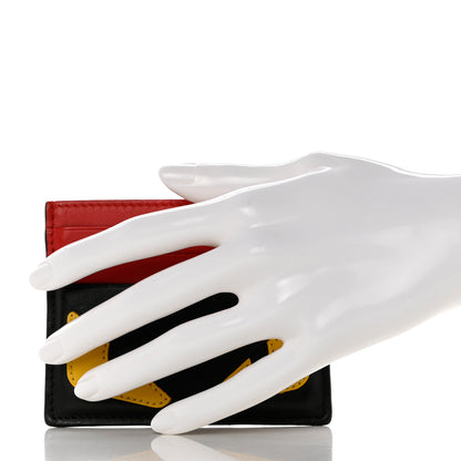 Fendi Vitello Century Monster Eyes Inlay Card Holder Black Giallo Rosso 2 of 10