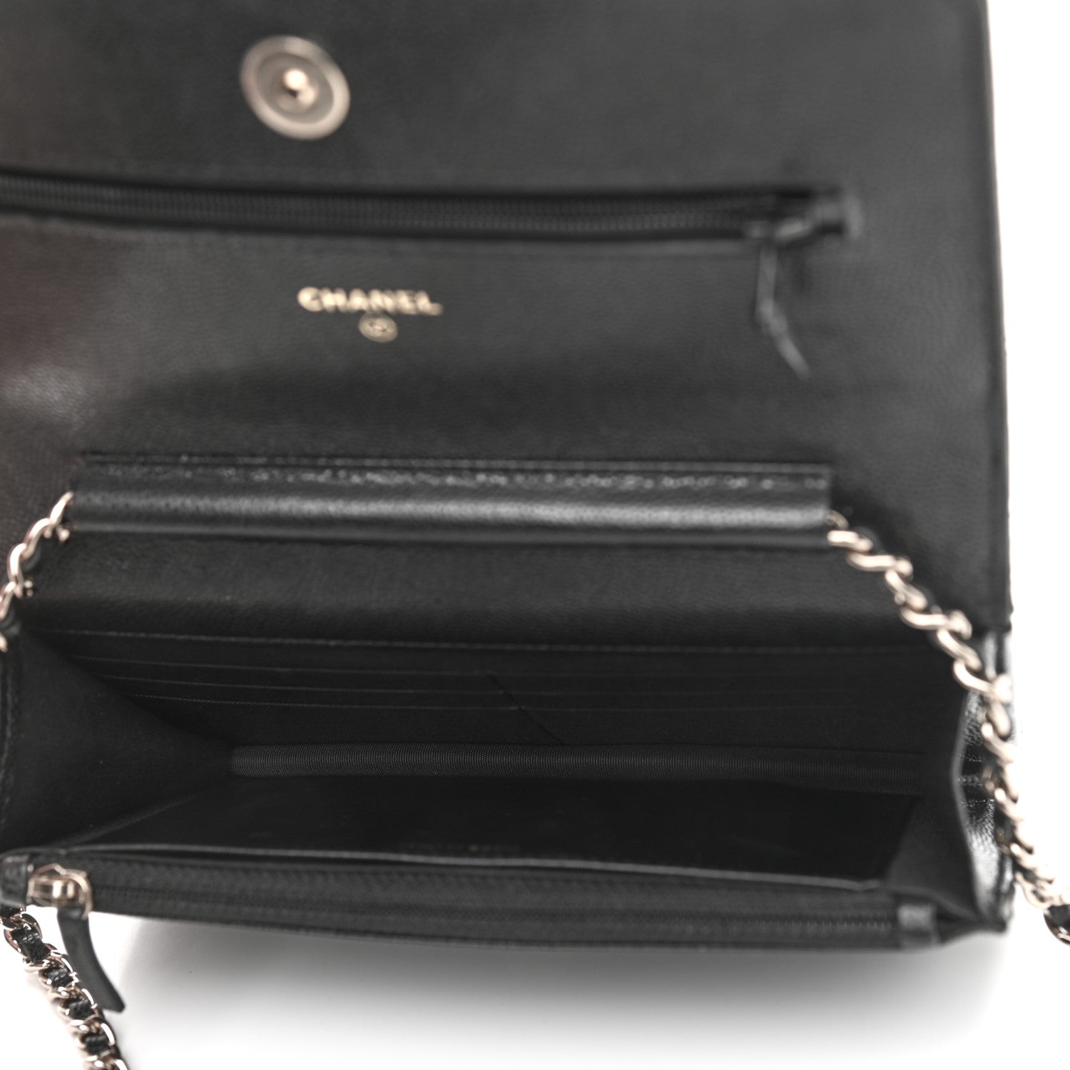 Chanel Caviar Quilted French New Wave Chain CC Wallet On Chain WOC Black 5 of 14