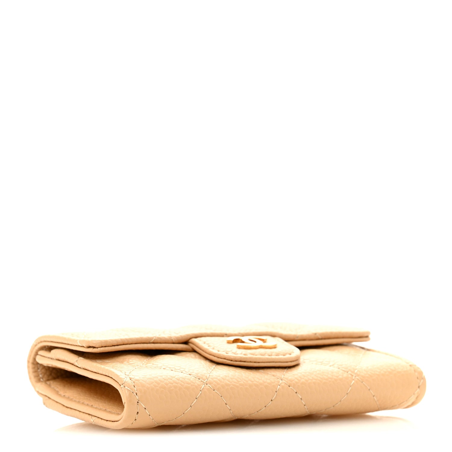 Chanel Caviar Quilted Flap Card Holder Wallet Beige 4 of 9