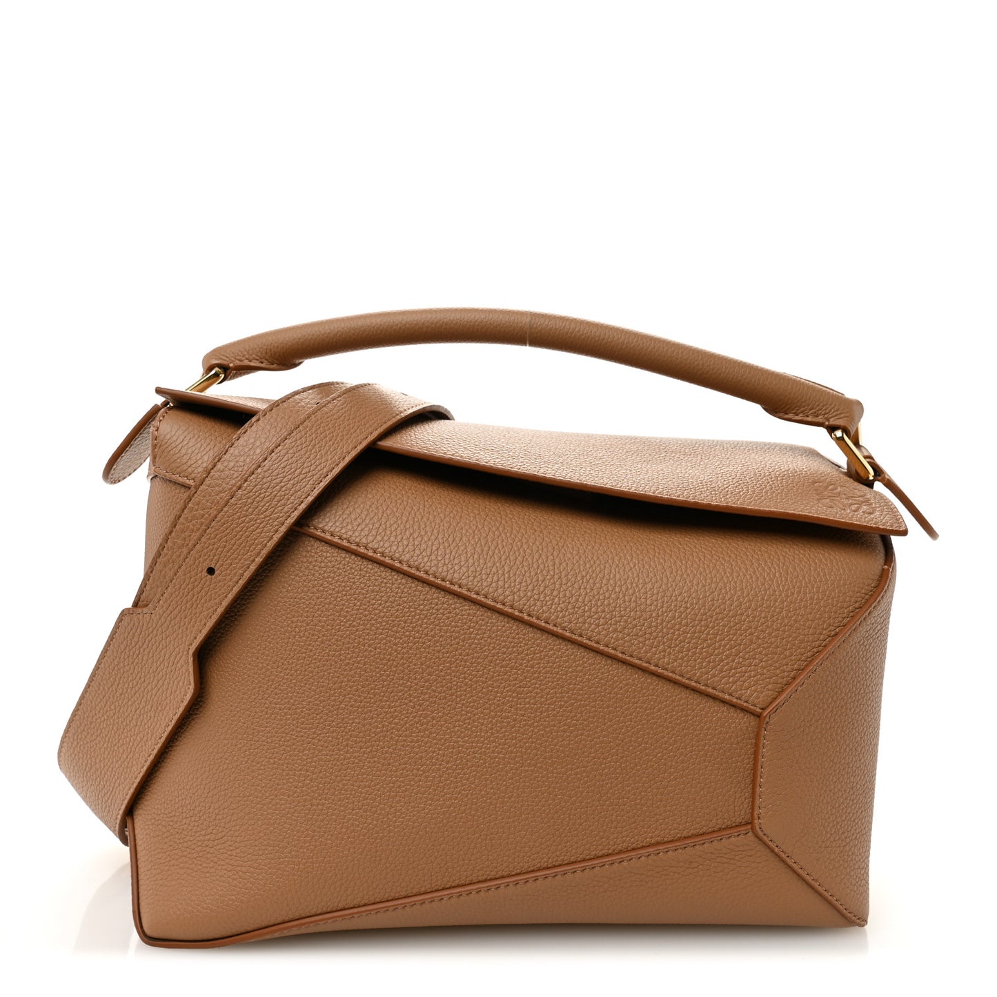 Grained Calfskin Medium Puzzle Edge Bag Toffee