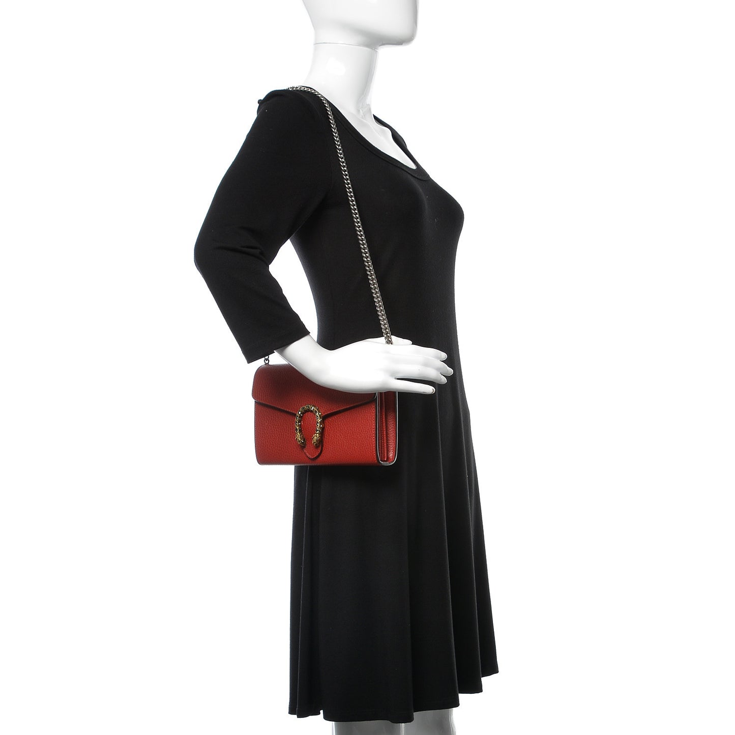 Calfskin Mini Dionysus Chain Wallet Hibiscus Red