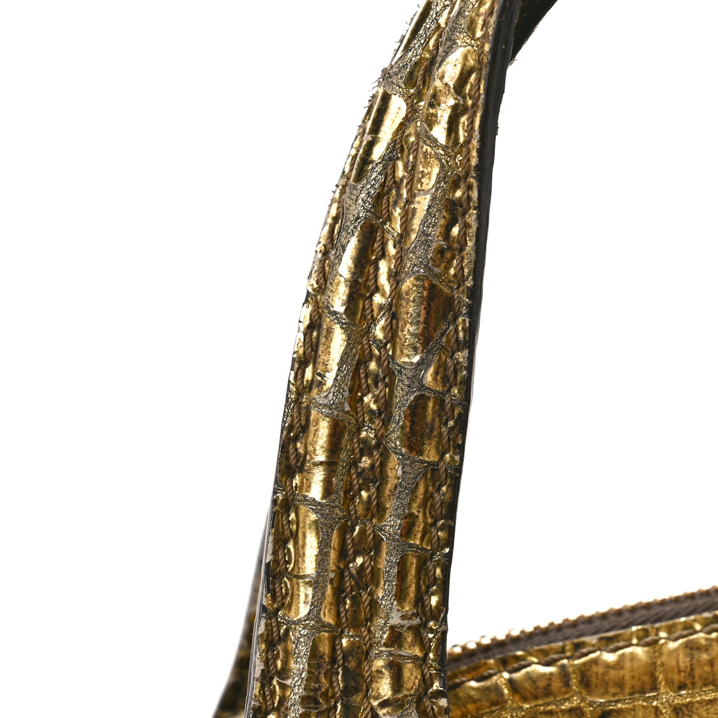 Calfskin Crocodile Embossed Medium Nightingale Gold