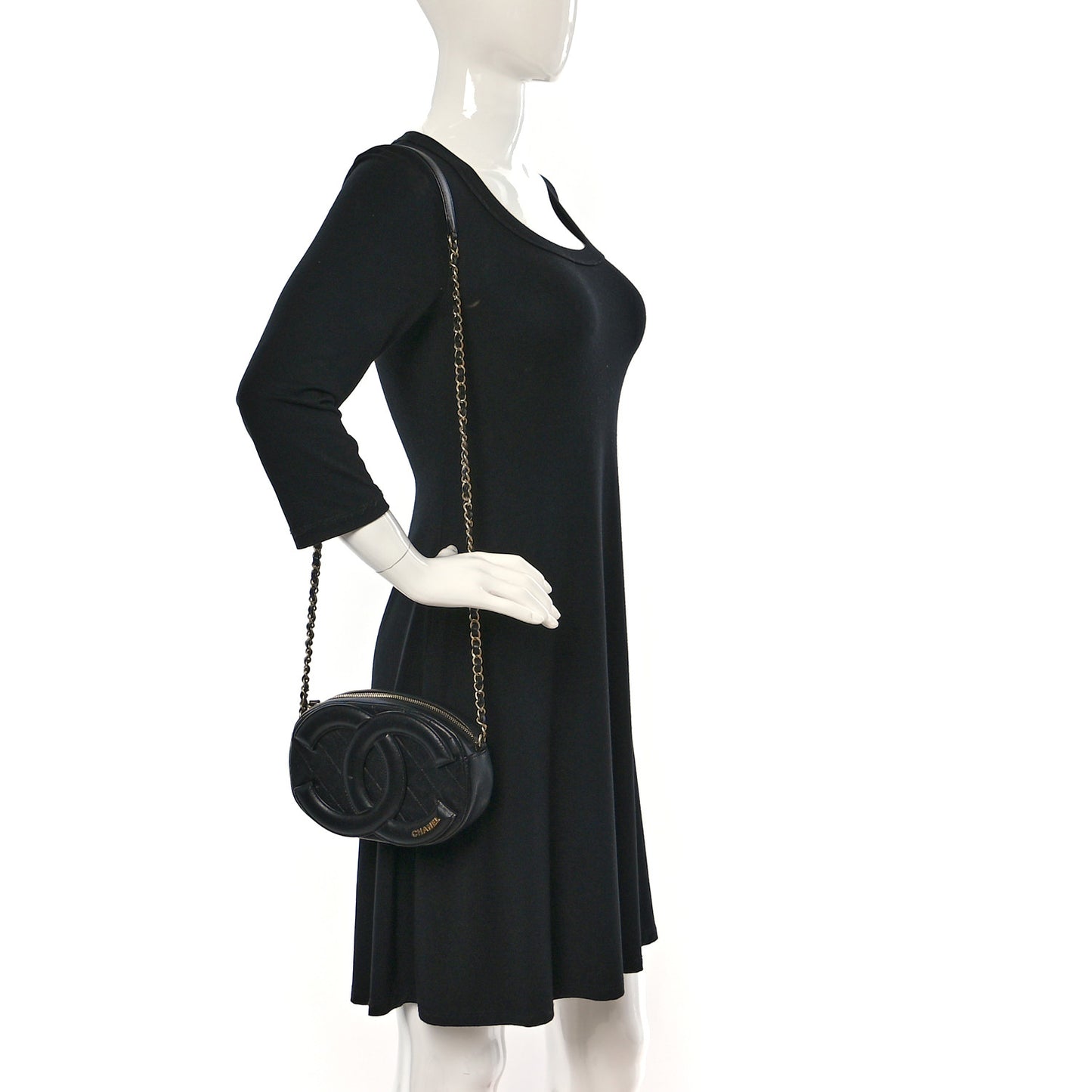 Lambskin Quilted Coco Midnight Camera Case Black