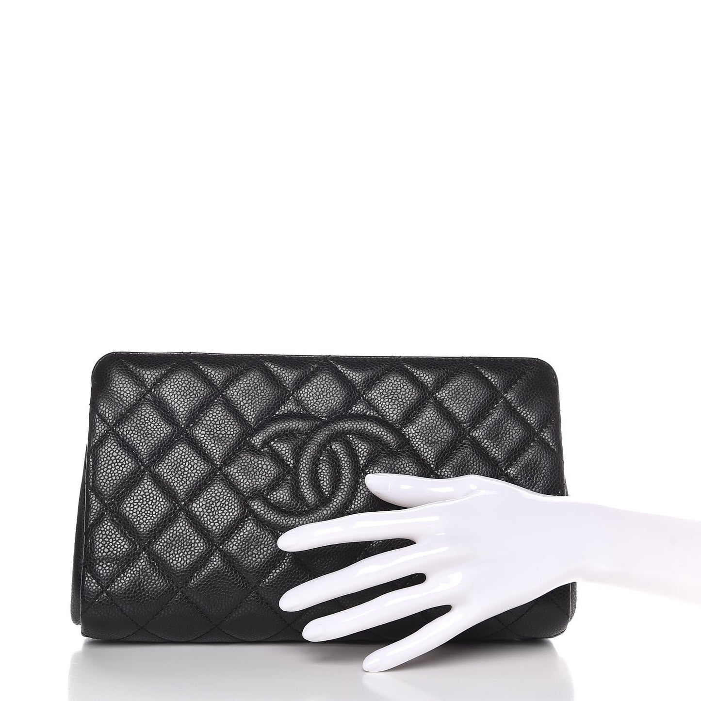 Caviar Quilted CC Large Clutch Black