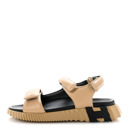 Hermes Lambskin Junior Womens Sandals 41 Beige Black 1 of 11