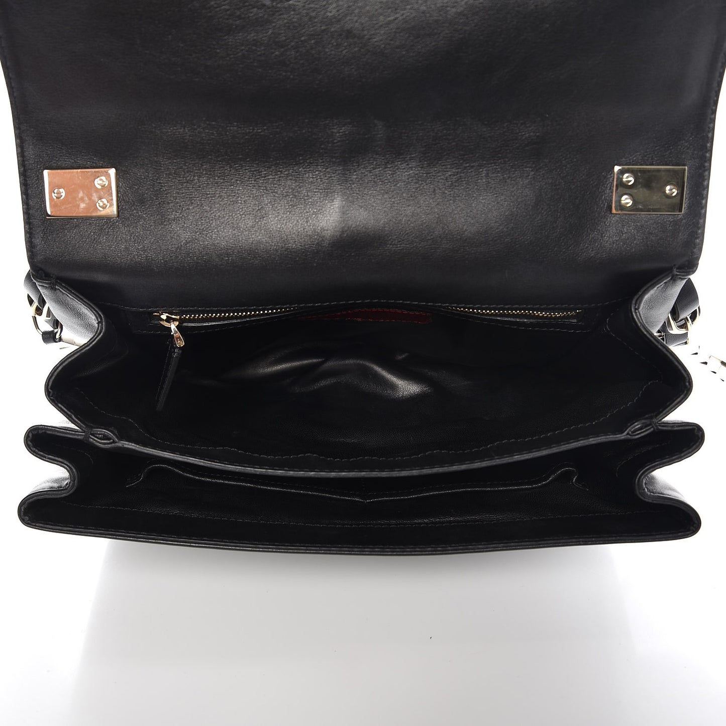 Vitello Rockstud Turnlock Metal Chain Shoulder Bag Black