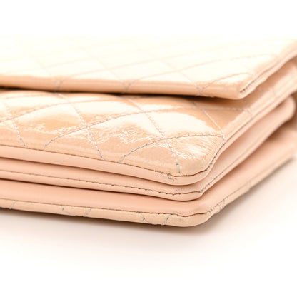 Chanel Patent Goatskin Quilted 3 Pocket Accordion Flap Light Beige 10 of 13