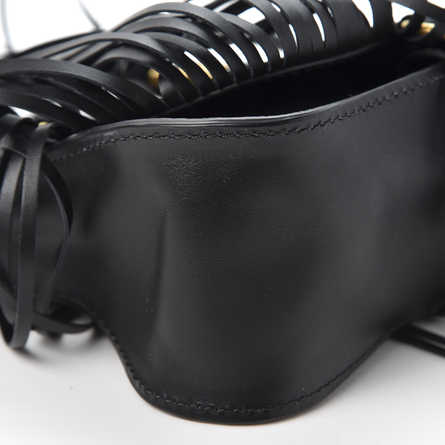 Chloe Shiny Small Grain Calfskin Mini Marcie Multi Fringe Satchel Black 5 of 10