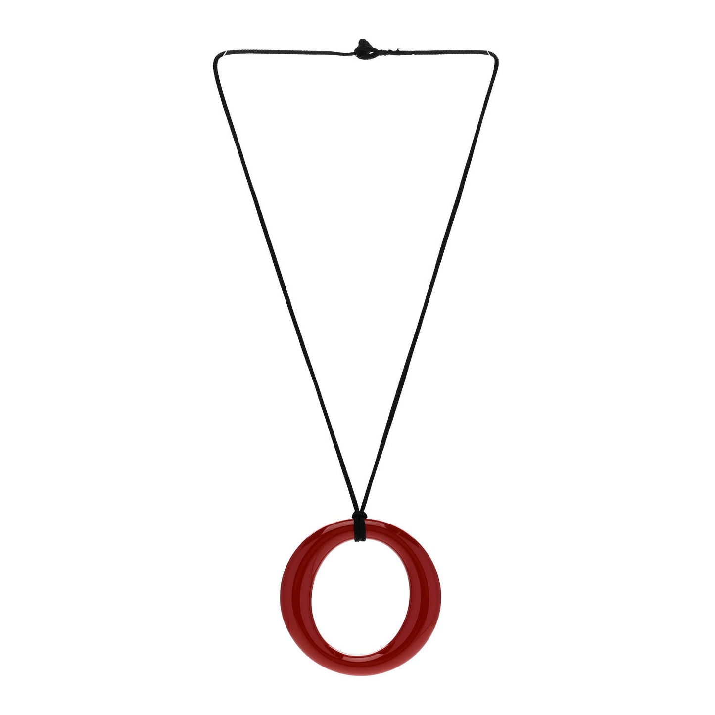Lacquer Hardwood Elsa Peretti Sevillana Pendant Cord Necklace Red