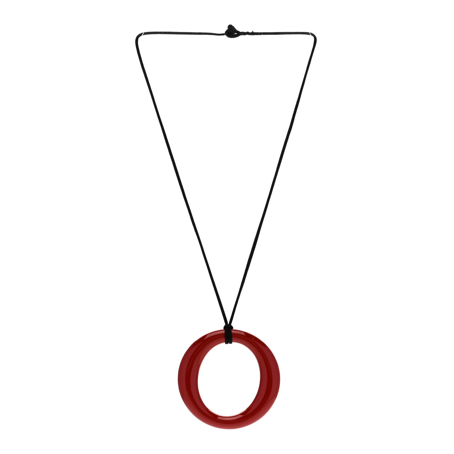 Tiffany Lacquer Hardwood Elsa Peretti Sevillana Pendant Cord Necklace Red 3 of 5