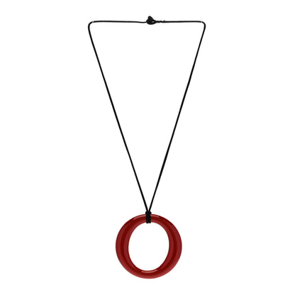 Tiffany Lacquer Hardwood Elsa Peretti Sevillana Pendant Cord Necklace Red 3 of 5