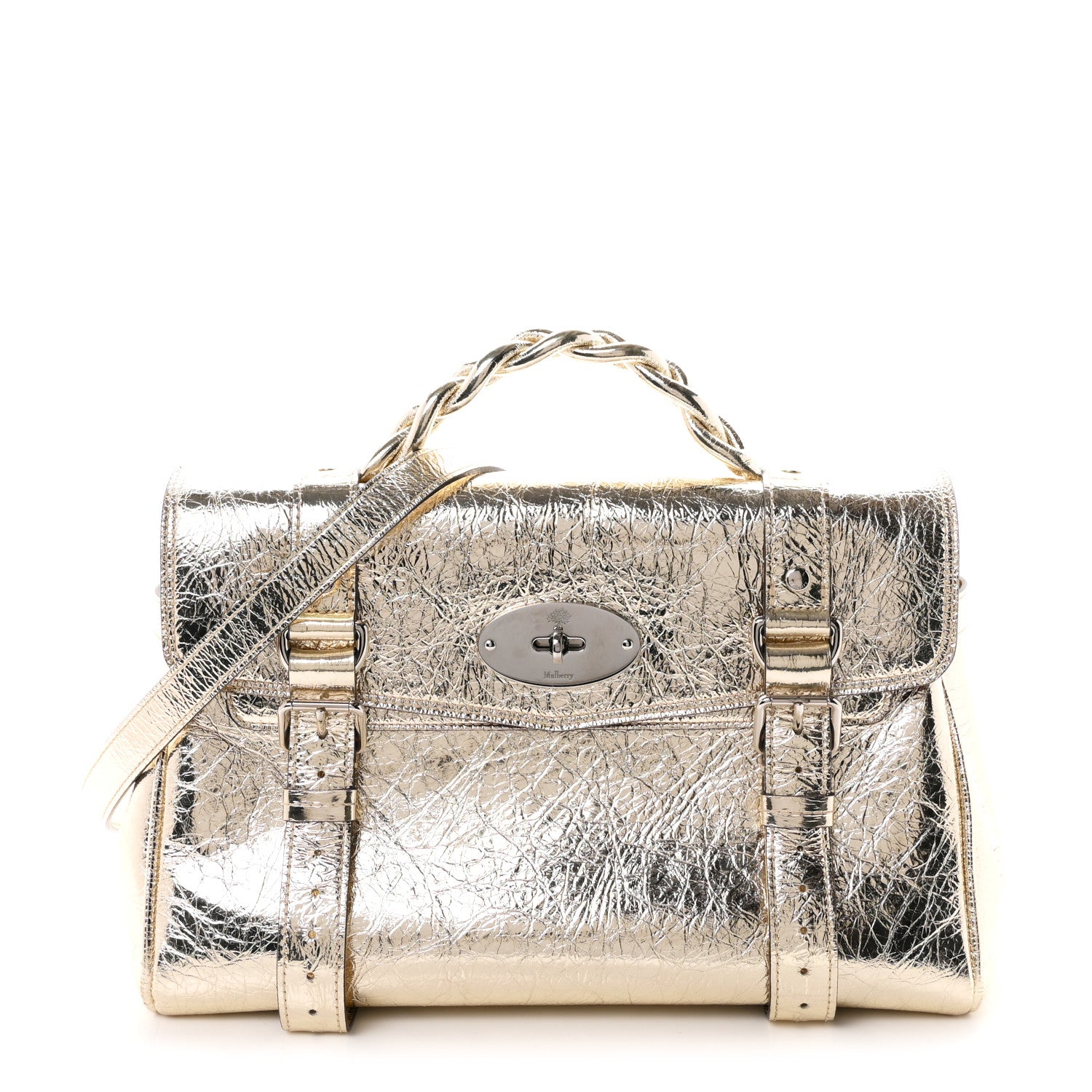 Mulberry Metallic Crinkled Calfskin Medium Alexa Gold 1 of 10