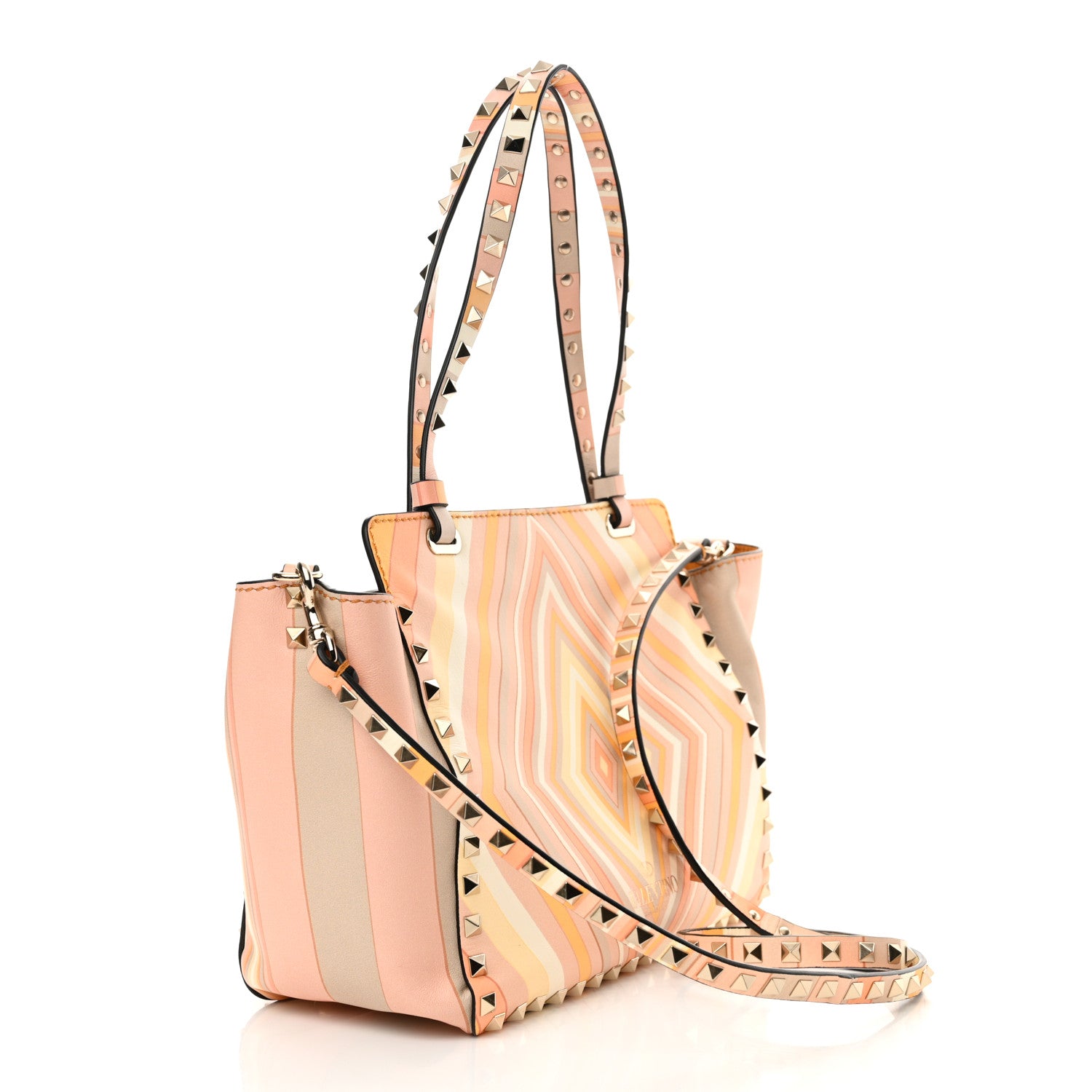 Valentino Garavani Vitello Native Couture 1975 Small Rockstud Tote Mandarin Sorbet 3 of 10