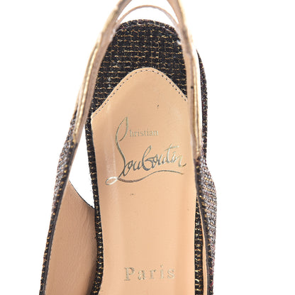 Christian Louboutin Glitter Nappa Laminato Back2 85 Slingback Pumps 35 Black Mekong 5 of 8