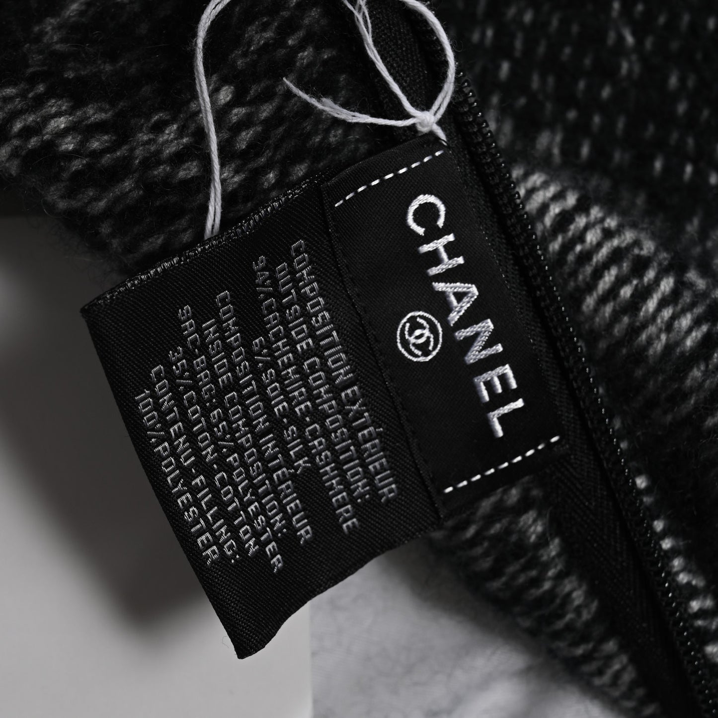Cashmere Silk CC Pillow Black White