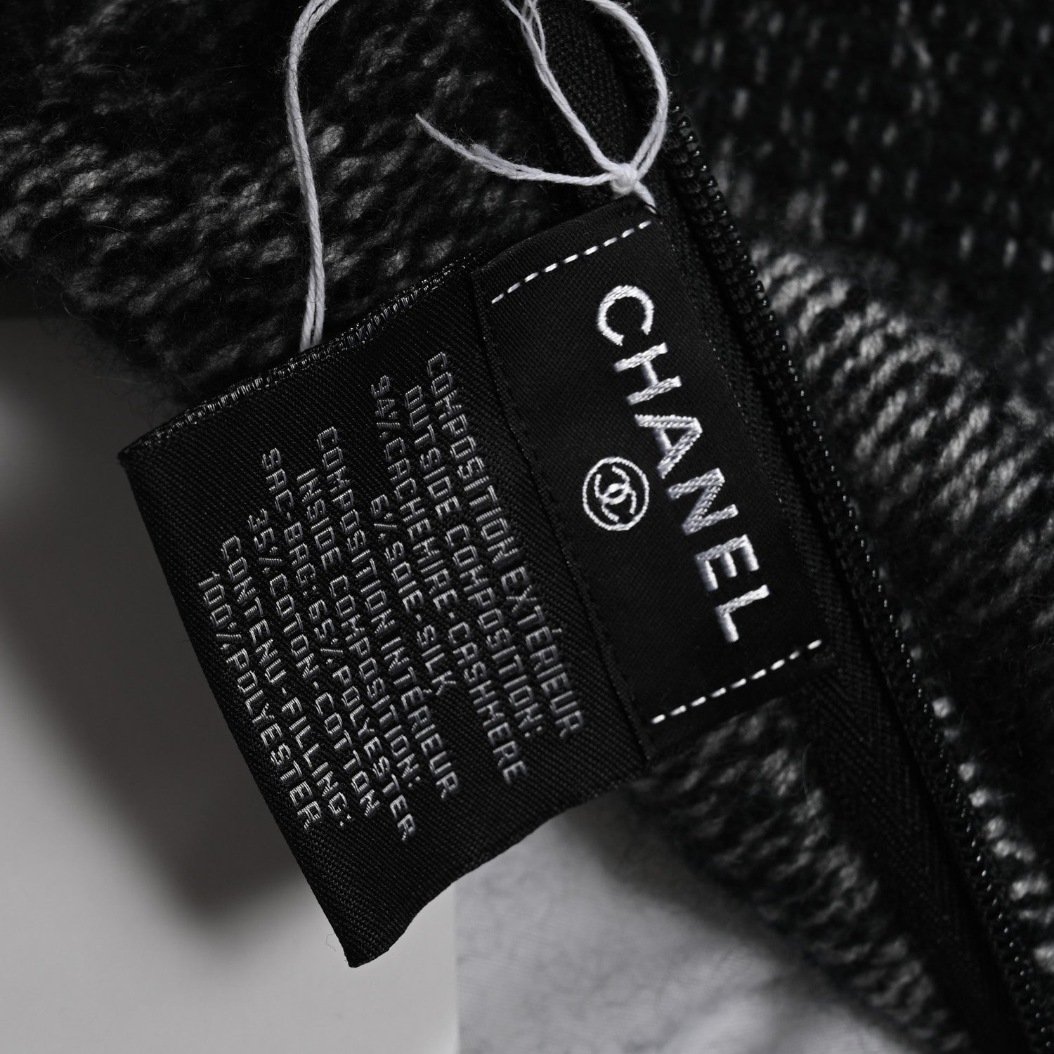 Chanel Cashmere Silk CC Pillow Black White 3 of 5