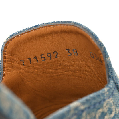 Gucci New Denim GG Malaga Kid Womens Princetown Slippers 38 Light Blue Royale 7 of 9