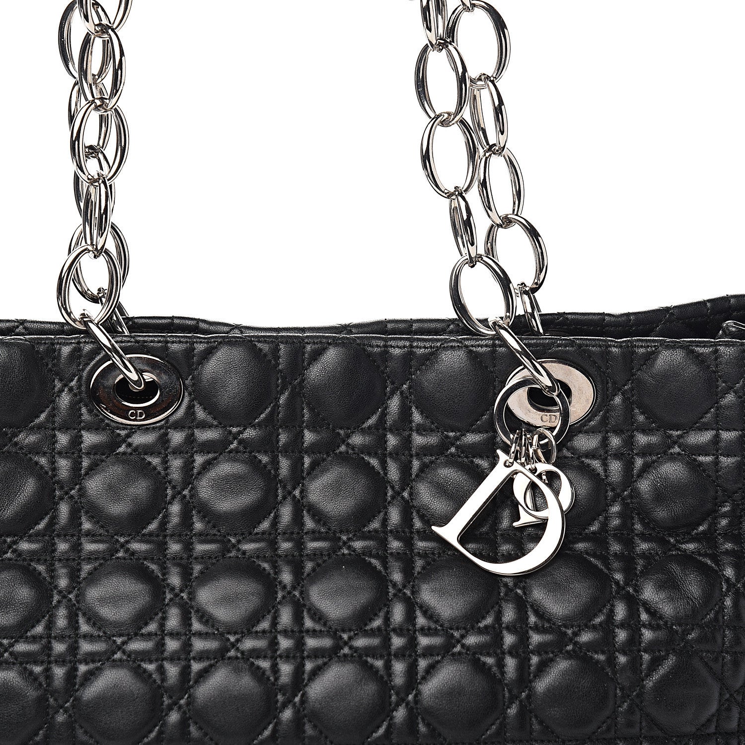 Christian Dior Lambskin Cannage Large Dior Soft Shopping Tote Black 10 of 10