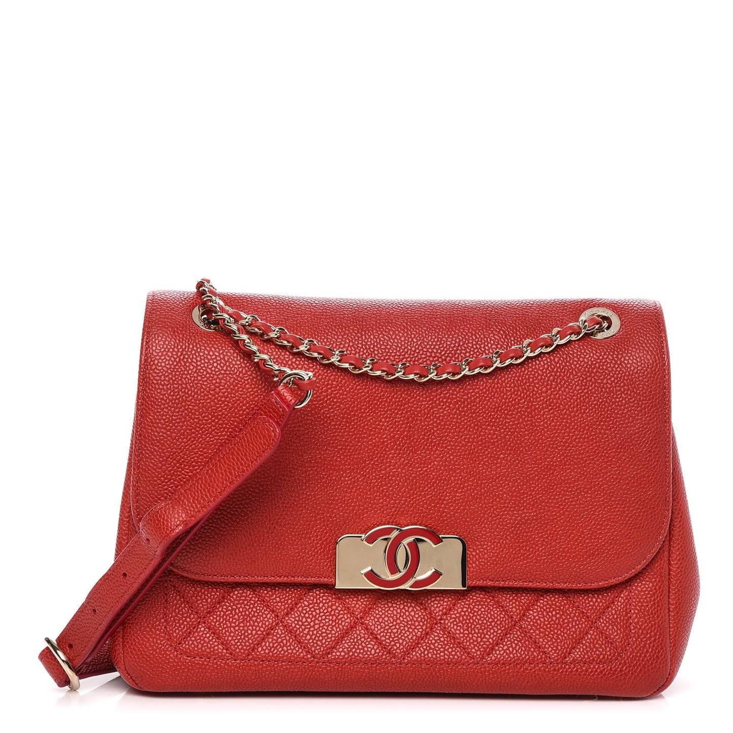 Caviar Quilted Small Flap Red