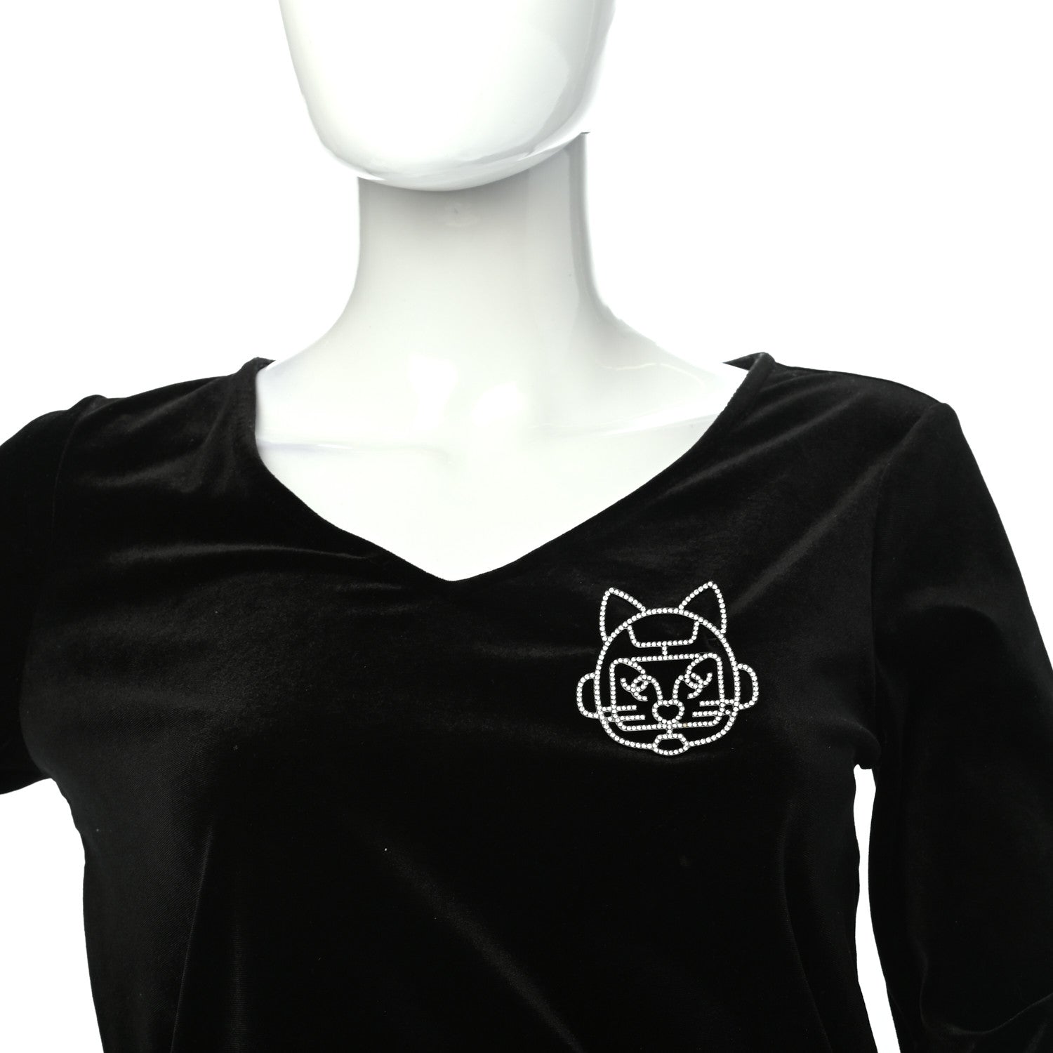 Chanel Strass Crystal Emoji Robot Cat Brooch Black Silver 2 of 4