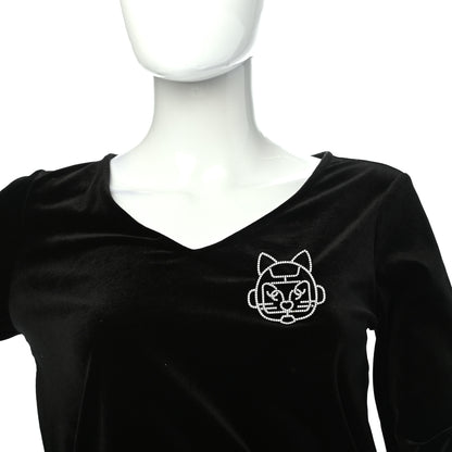 Chanel Strass Crystal Emoji Robot Cat Brooch Black Silver 2 of 4